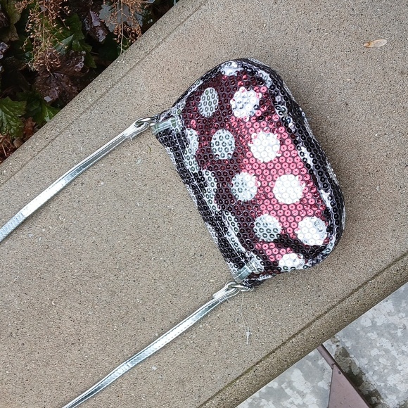 Girls Sequin Crossbody Bag - Black and Silver Polka Dot NWOT - Picture 5 of 16
